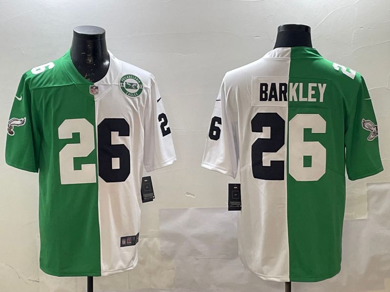 Men 2025 Philadelphia Eagles #26 Barkley White Green Nike Limited NFL Jersey style 9->ncaa teams->NCAA Jersey